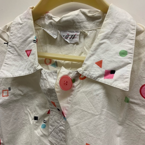 VTG 70/80s sZ 8 top Big Pink Button 100% Cotton - Picture 5 of 7